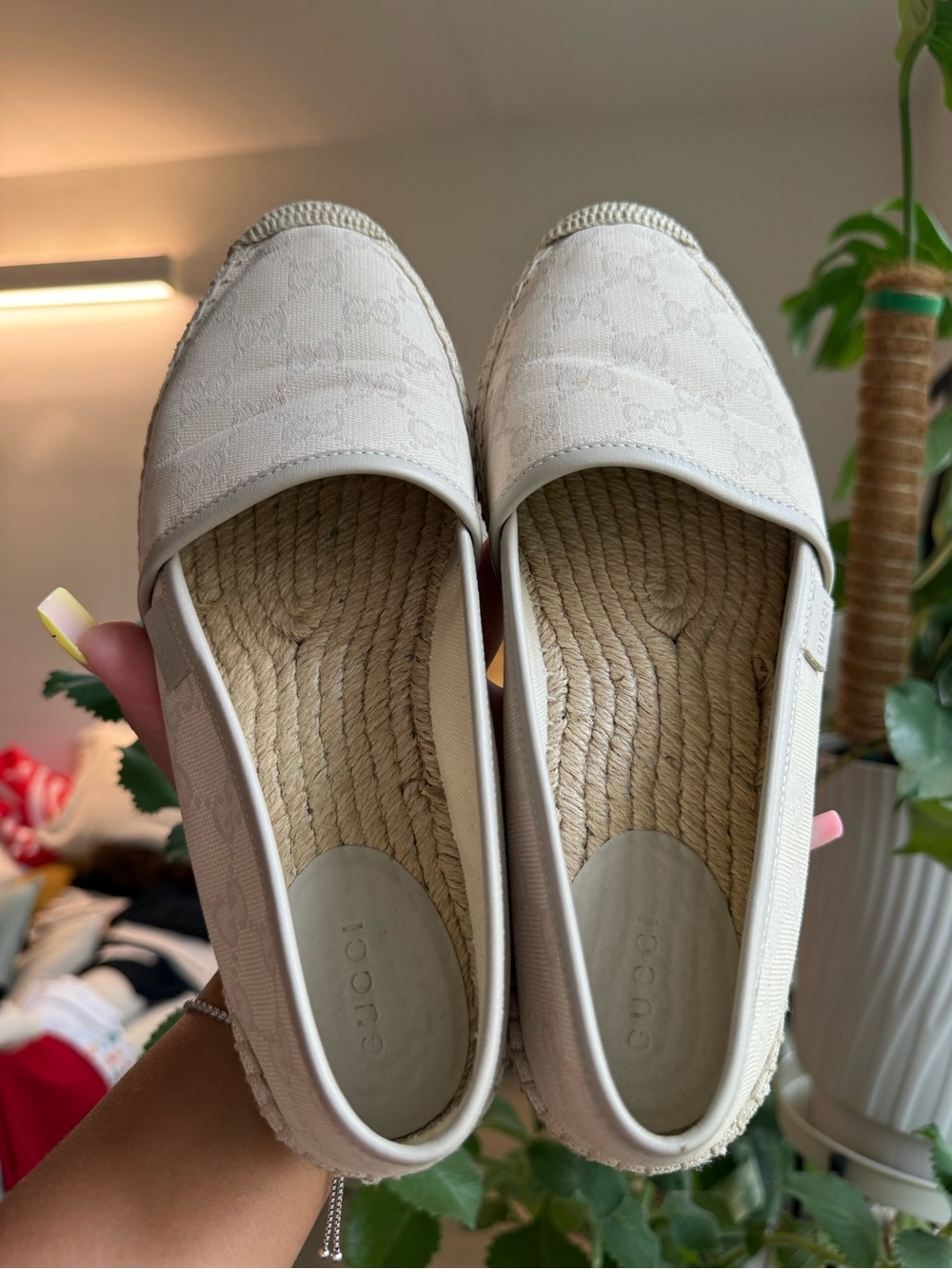 Gucci GG Monogram Canvas Espadrilles Size 38.5